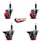 Service Caster 3'' Red Poly Wheel Swivel 1'' Expanding Stem Caster Set 2 Brakes, 4PK SCC-EX20S314-PPUB-RED-2-PLB-2-1 - alternate 4